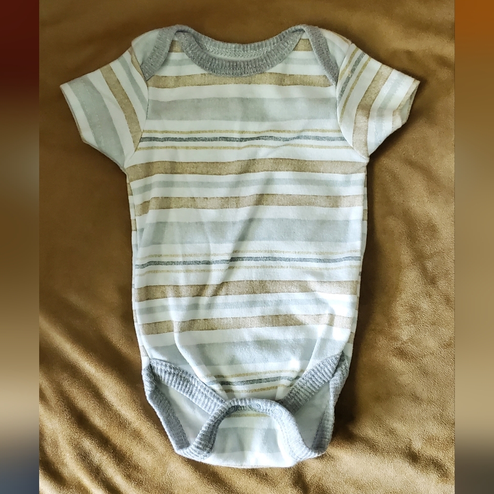 Chick Pea Gray and Tan Striped Onesie